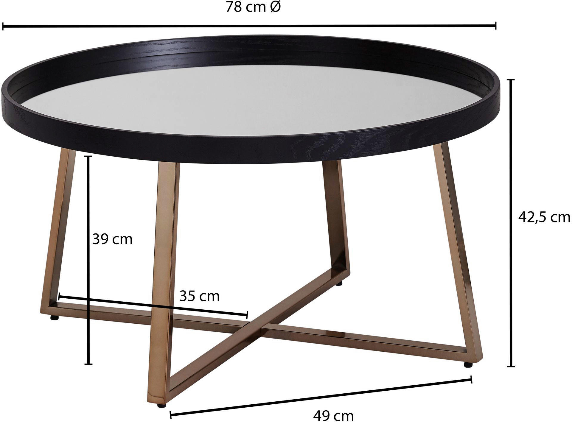 Couchtisch schwarz B/H/T: ca. 78x42x78 cm Couchtisch - schwarz (78,00/42,00/78,00cm) - Wohnling
