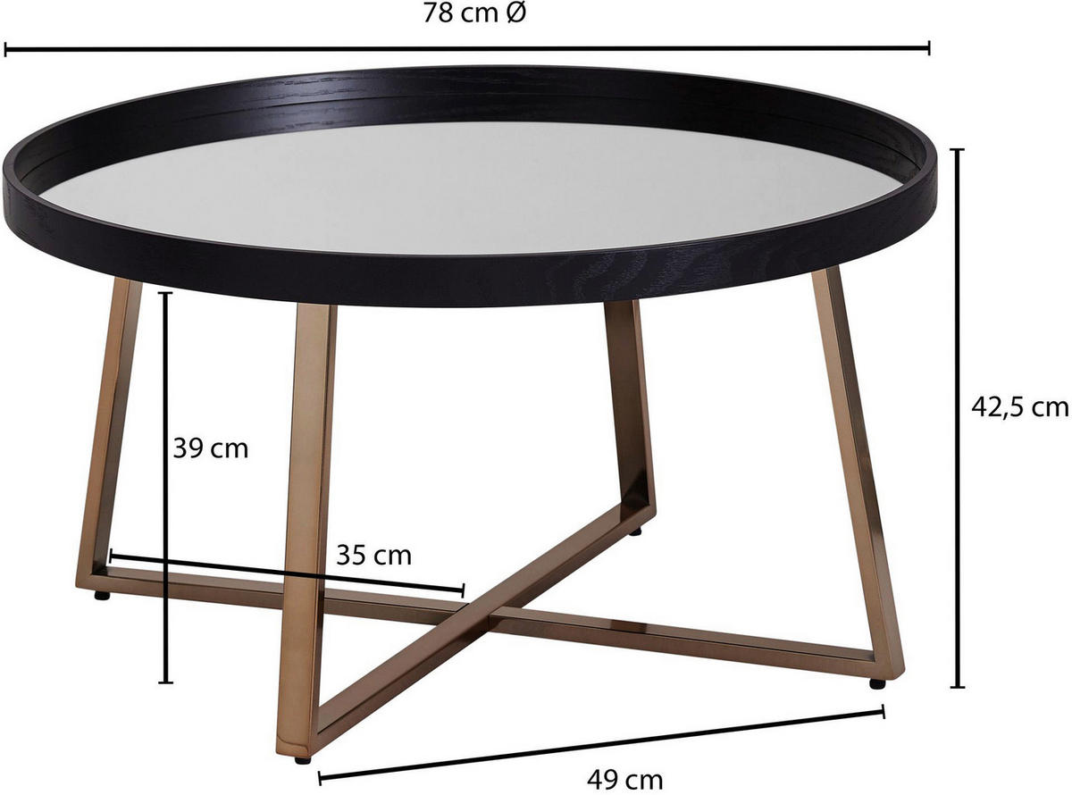 Couchtisch schwarz B/H/T: ca. 78x42x78 cm Couchtisch - schwarz (78,00/42,00/78,00cm) - Wohnling