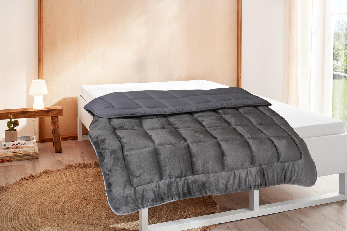 Steppbett Bettdecke_Cashmere-Touch anthrazit - anthrazit (135,00/200,00cm)