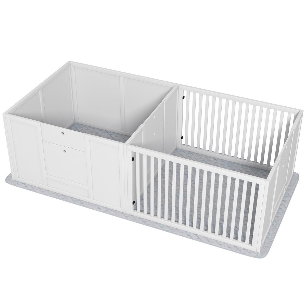 PawHut Welpen-Wurfkiste weiß MDF B/H/L: ca. 80x50x166 cm Welpen-Wurfkiste - weiß (166,00/80,00/50,00cm) - PawHut