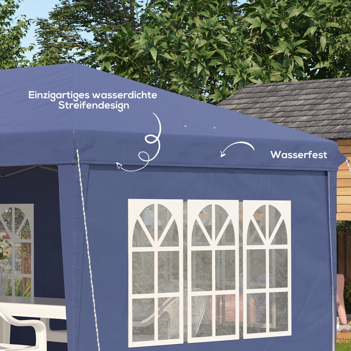 Outsunny Faltpavillon blau Polyester B/H/L: ca. 295x270x585 cm Faltpavillon - blau (585,00/295,00/270,00cm) - Outsunny