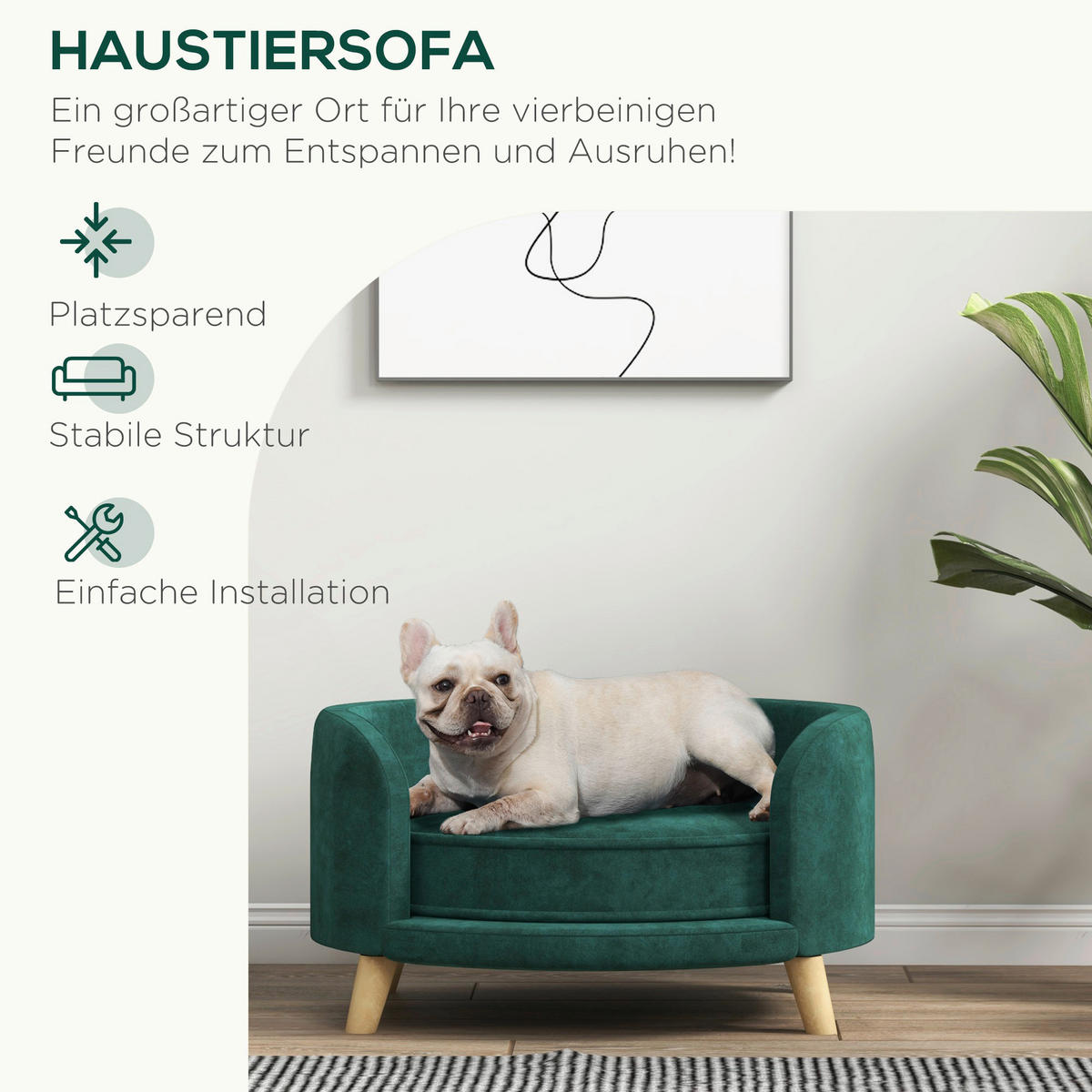 PawHut Hunde-Zubehör grün Polypropylen B/H/L: ca. 68x68x35 cm Hundebett - grün (35,00/68,00/68,00cm) - PawHut
