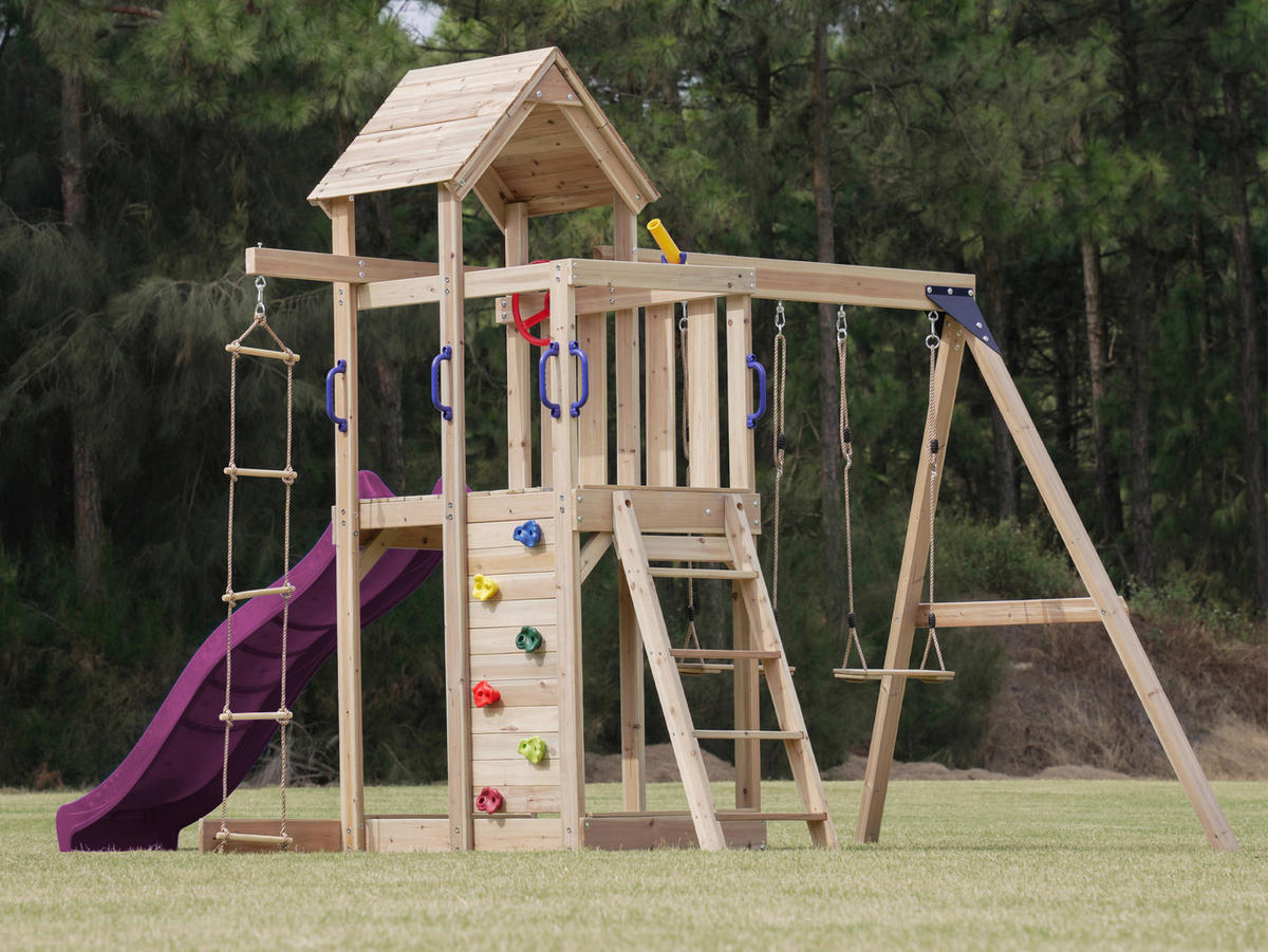 AXI Spielturm Moos lila B/H/L: ca. 342x267x375 cm Moos - lila/braun (375,00/342,00/267,00cm) - AXI