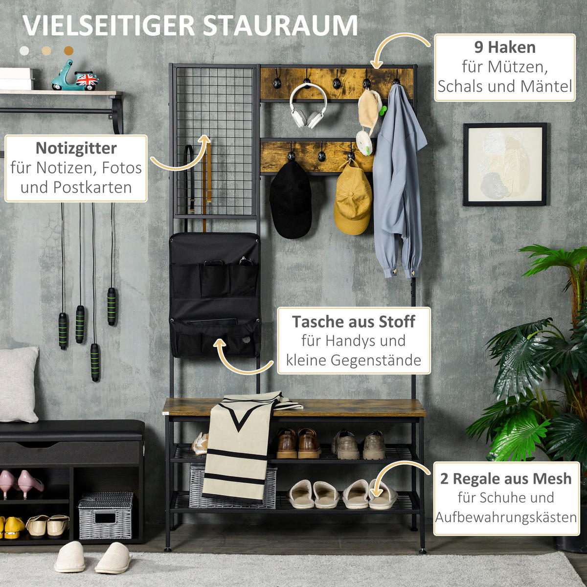 HOMCOM Garderobe braun Spanplatte B/H/L: ca. 40x100x185 cm Garderobenmodul - braun (185,00/40,00/100,00cm) - HOMCOM