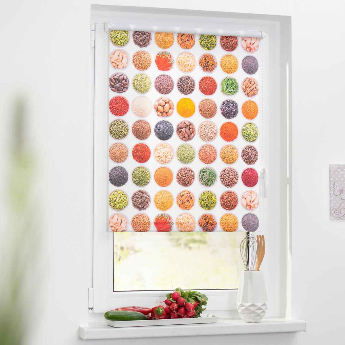 Rollo Gewürze bunt B/L: ca. 60x150 cm Gewürze - weiß/bunt (60,00/150,00cm) - LICHTBLICK