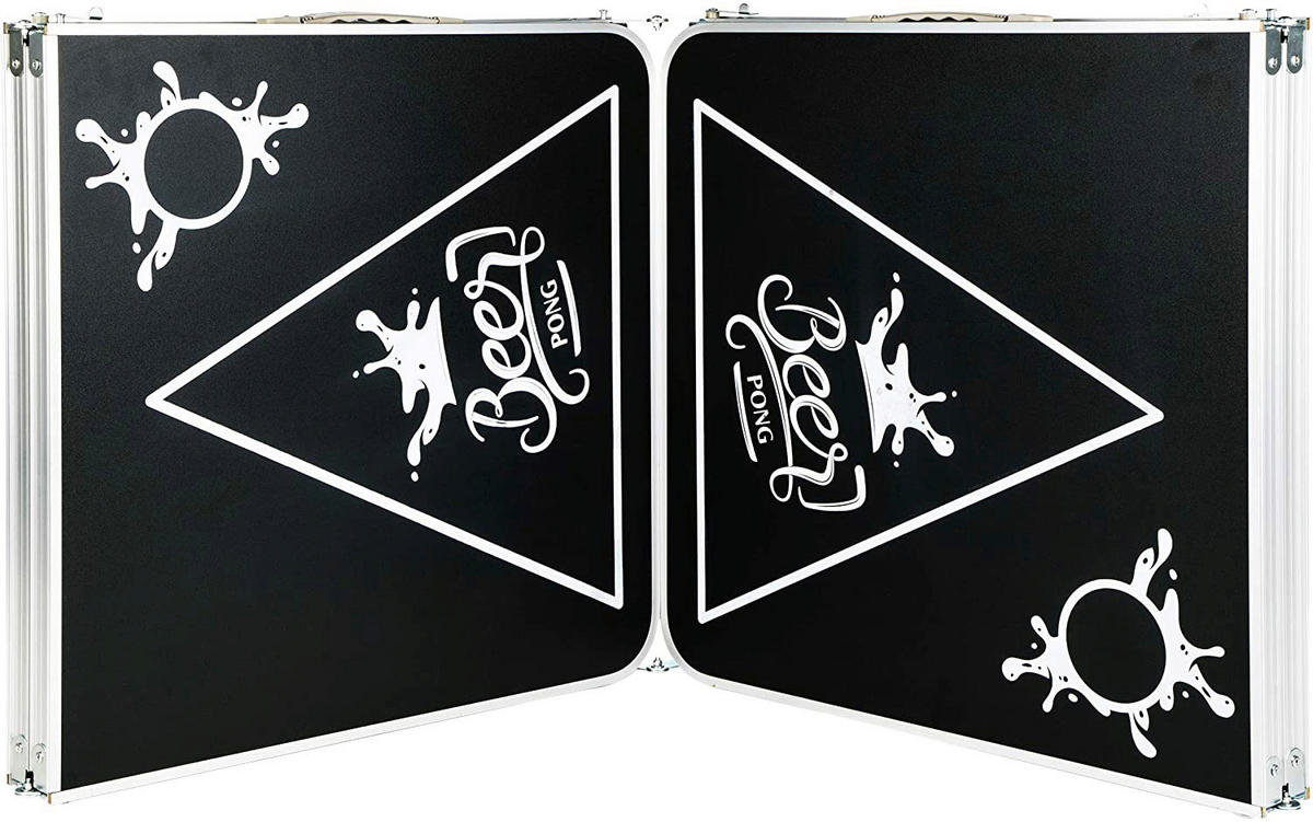 HI Multifunktionstisch B/H/L: ca. 60x76x240 cm Bier-Pong_Tisch  ohne Becher/Bälle - schwarz/silber (240,00/60,00/76,00cm) - HI