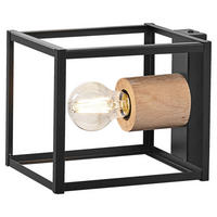 LEDVANCE Wandleuchte Nairobi 759145 schwarz Metall Holz B/H/L: ca. 22,7x17x17 cm E27 1 Brennstellen Decor Nairobi - schwarz (17,00/22,70/17,00cm) - LEDVANCE