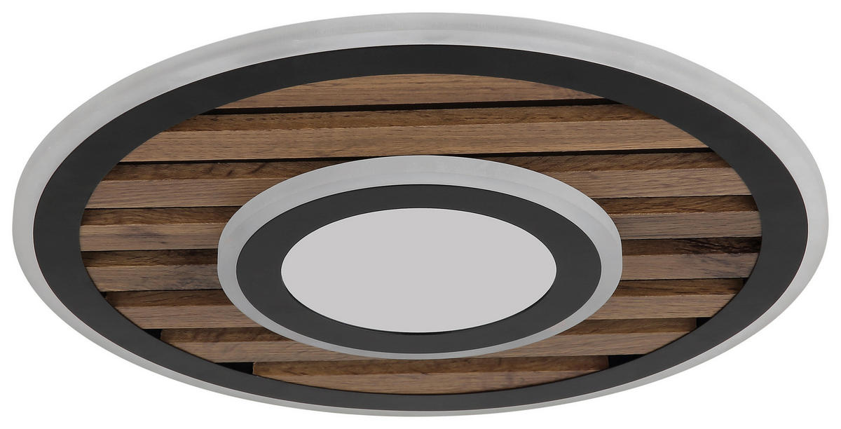 GLOBO Deckenleuchte Opal mattschwarz Metall MDF H/D: ca. 6x40 cm 1 Brennstellen Woody - Opal/mattschwarz (40,00/6,00cm) - GLOBO