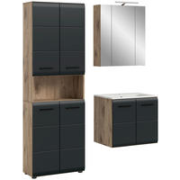 Badezimmer-Set Ice Nox Oak Nachbildung schwarz matt B/H/T: ca. 135x185x46 cm Ice - schwarz (135,00/185,00/46,00cm) - xonox.home