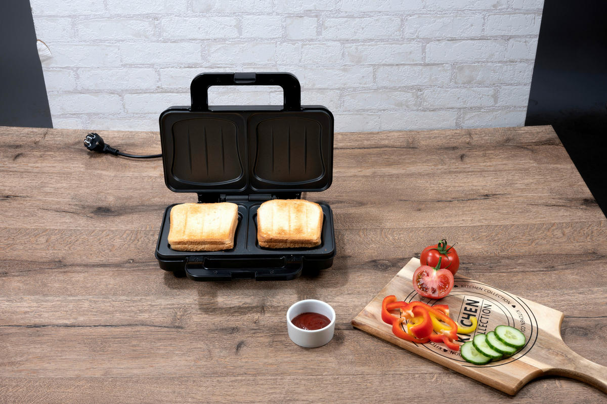 Sandwichtoaster silber schwarz B/H/L: ca. 12x26,5x31,5 cm Sandwichtoaster_XL - schwarz/silber (31,50/12,00/26,50cm)