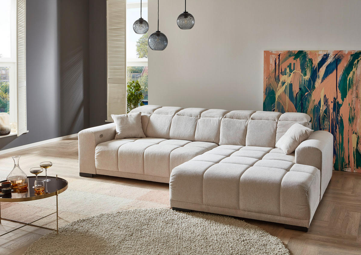 Funktionsecke Moreno beige Microfaser B/H/T: ca. 301x113x195 cm Moreno - beige/schwarz (301,00/113,00/195,00cm)
