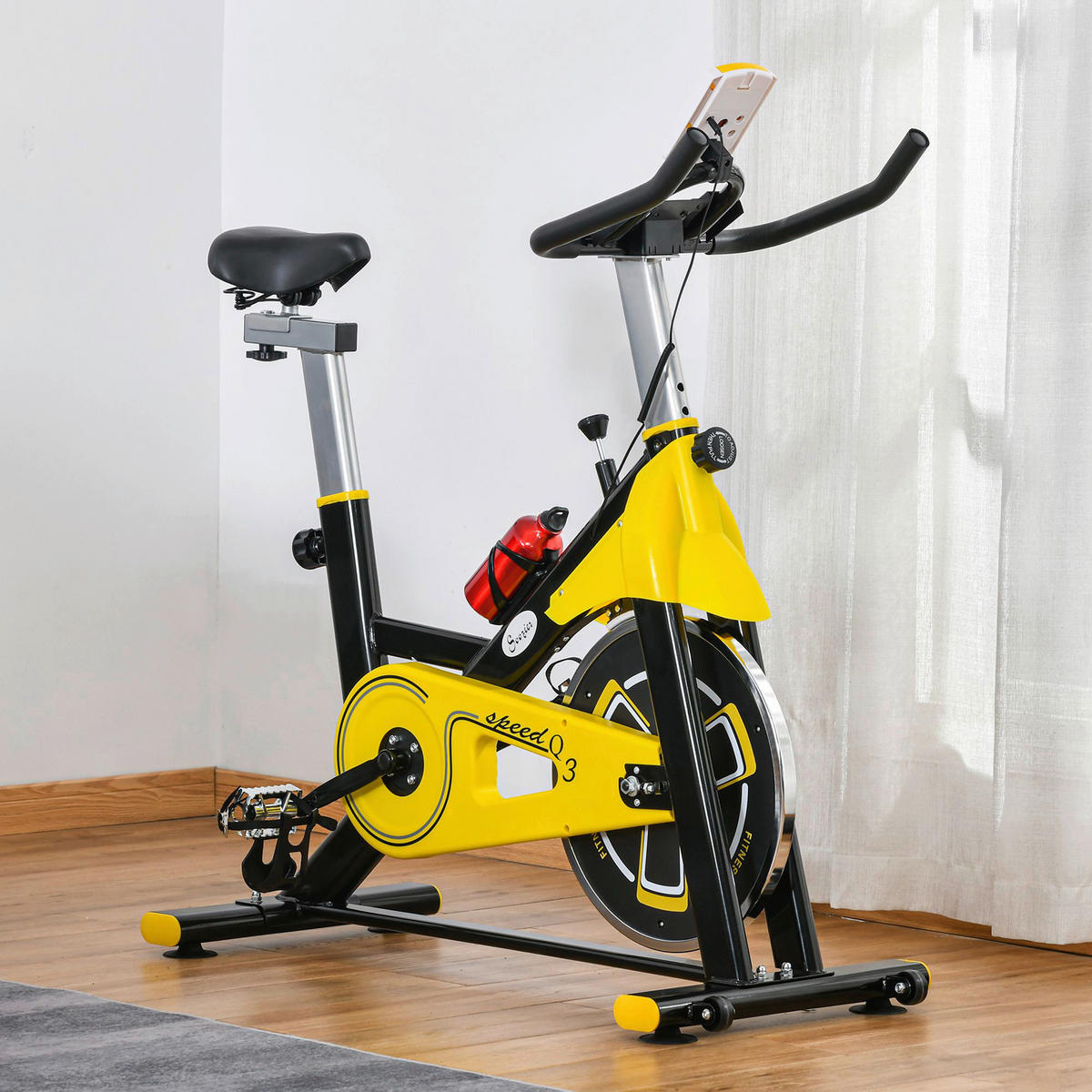 HOMCOM Fahrradtrainer schwarz Kunststoff B/H/L: ca. 50x113x100 cm Fahrradtrainer - gelb/schwarz (100,00/50,00/113,00cm) - HOMCOM