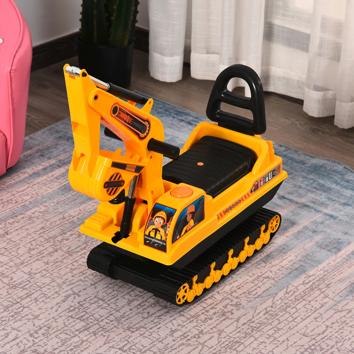 HOMCOM Kinder-Rutscherfahrzeug Bagger gelb B/H/L: ca. 24x58,5x78 cm Rutscherfahrzeug_Bagger - gelb/schwarz (78,00/24,00/58,50cm) - HOMCOM