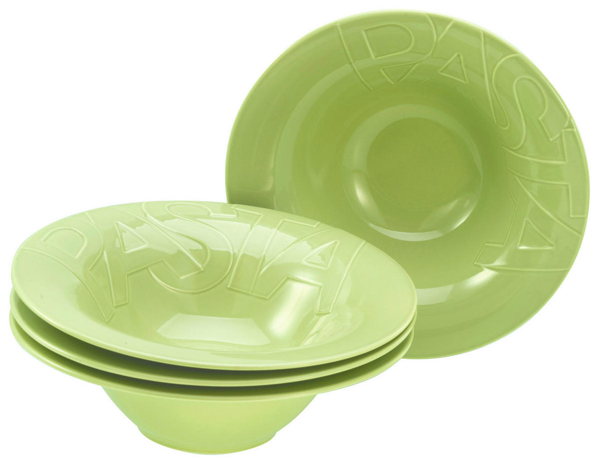 CreaTable Pastateller-Set Gourmet grün Porzellan D: ca. 27 cm Gourmet - grün (27,00cm) - CreaTable