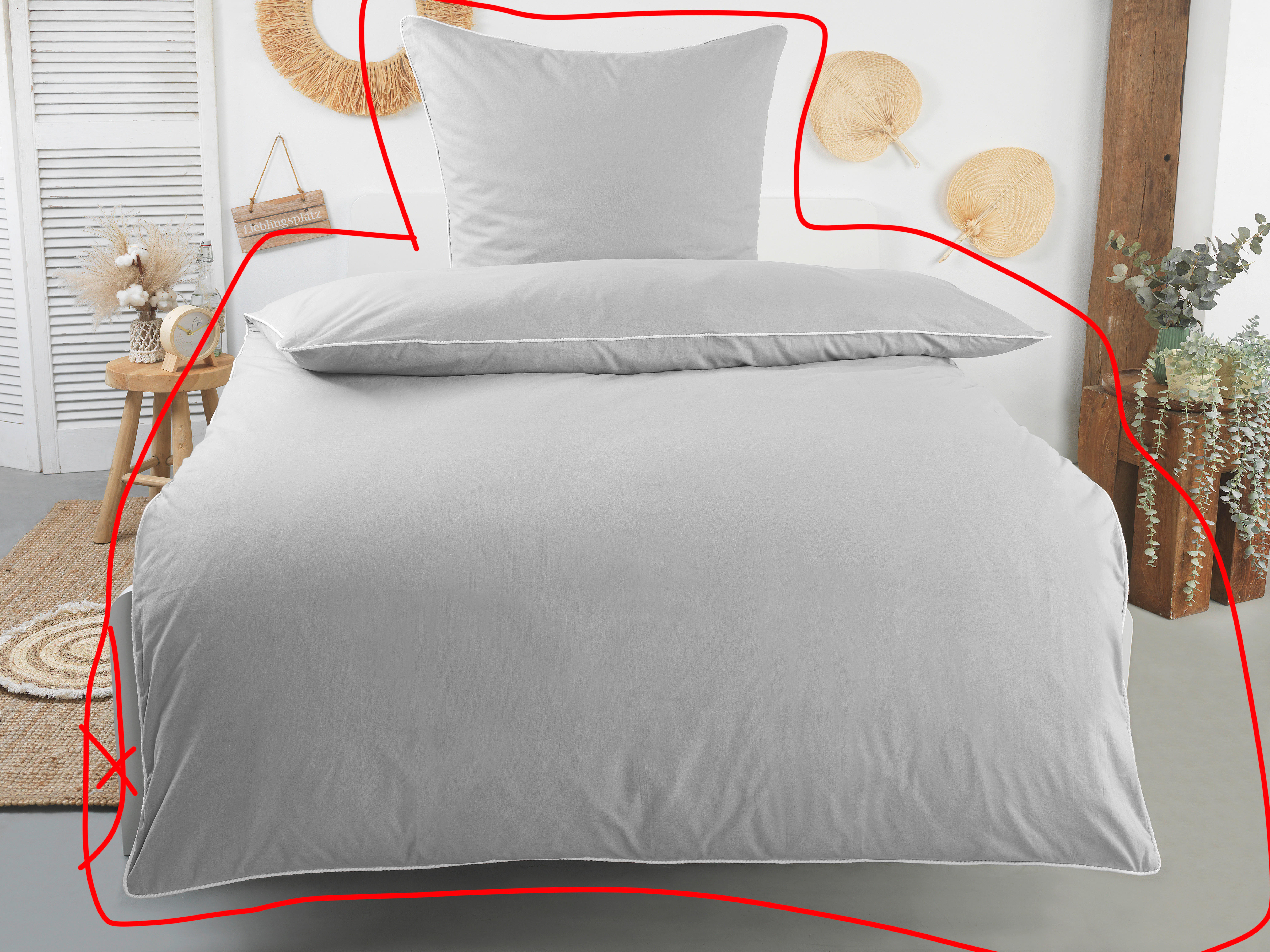 Baumwoll Bettwäsche Bettwäsche_Baumwolle Biese - weiß/grau (135,00/200,00cm)