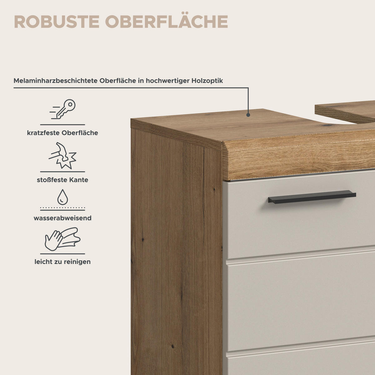 Badezimmer-Set Scout Evoke Oak Nachbildung Kaschmirgrau Nachbildung B/H/T: ca. 60x191x34 cm Scout - Kaschmirgrau (60,00/191,00/34,00cm) - xonox.home