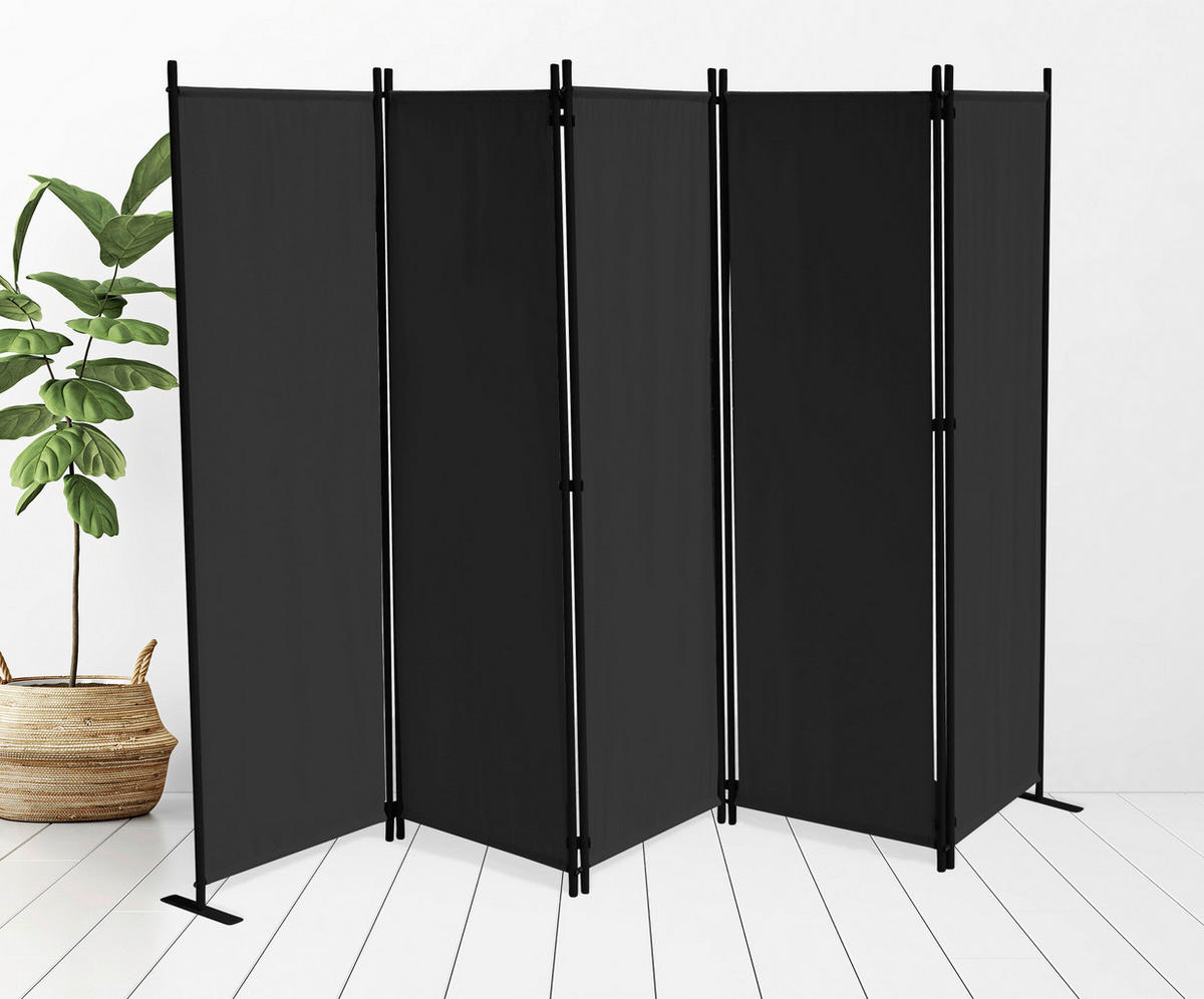 Grasekamp Paravent 5-teilig 2er Set schwarz Polyester B/H: ca. 268x167 cm 5-teilig 2er Set - schwarz (268,00/167,00cm) - Grasekamp