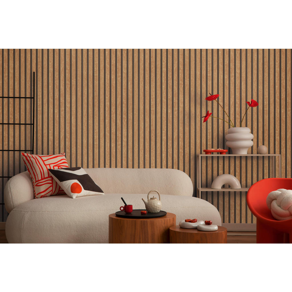 Thumbnail - Vliestapete Akustikpaneel braun B/L: ca. 53x1005 cm