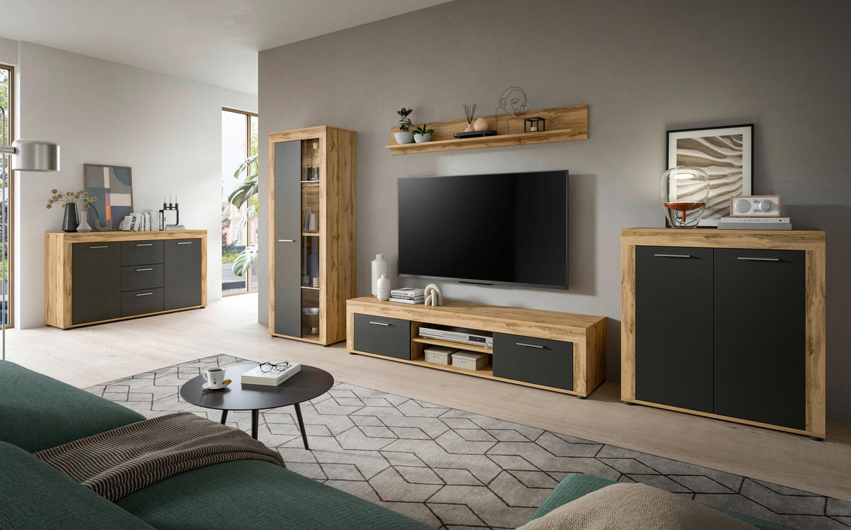Highboard Jam Eiche Wotan Nachbildung grau B/H/T: ca. 80x88x35 cm Jam - Eiche/grau (80,00/88,00/35,00cm) - xonox.home
