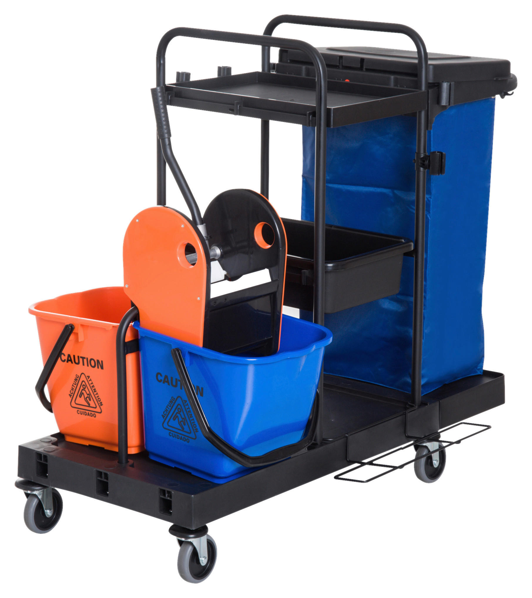 HOMCOM Putzwagen schwarz Metall B/H/L: ca. 63x103x111 cm Putzwagen - blau/orange (111,00/63,00/103,00cm) - HOMCOM