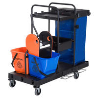 HOMCOM Putzwagen schwarz Metall B/H/L: ca. 63x103x111 cm Putzwagen - blau/orange (111,00/63,00/103,00cm) - HOMCOM