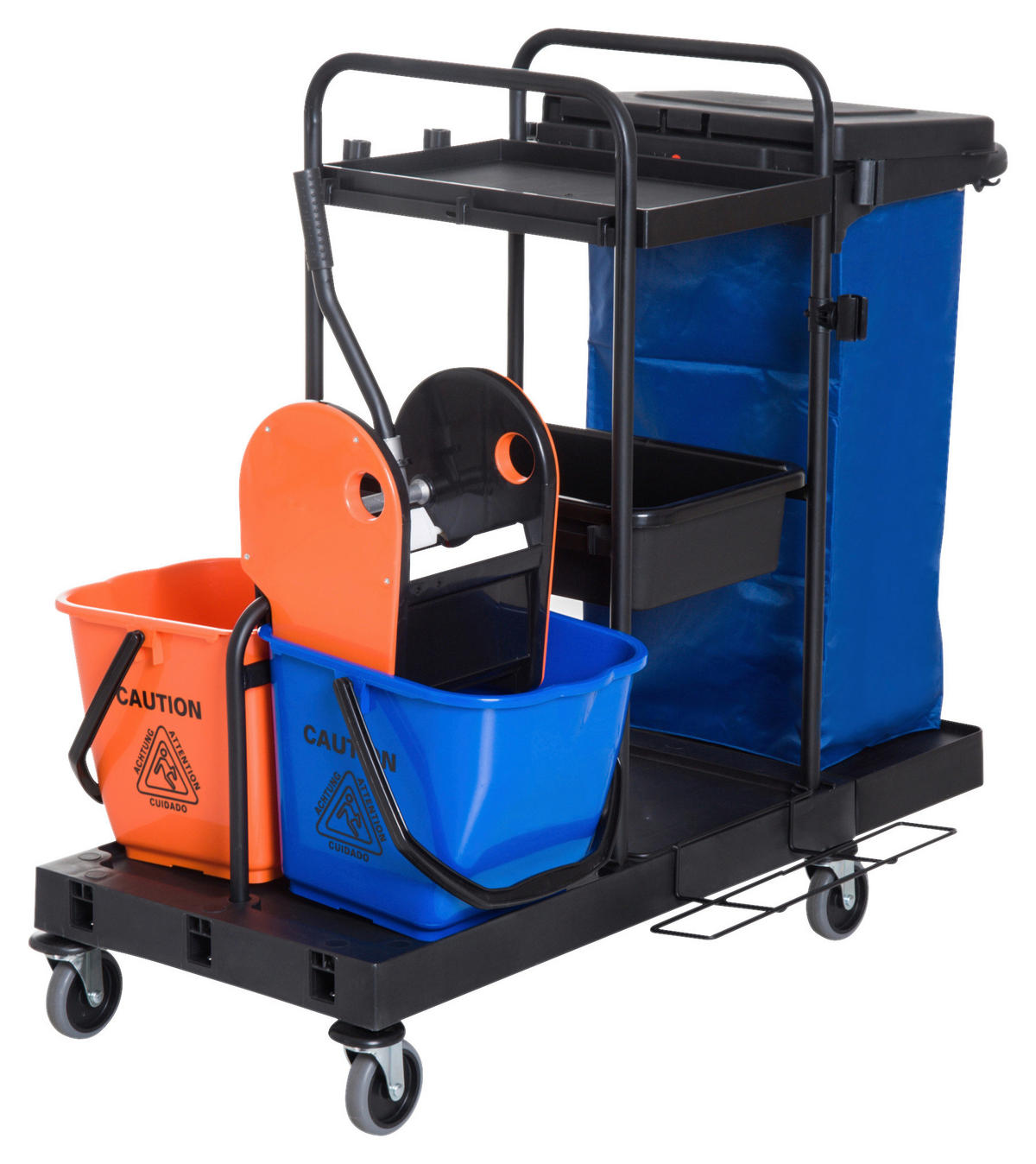 HOMCOM Putzwagen schwarz Metall B/H/L: ca. 63x103x111 cm Putzwagen - blau/orange (111,00/63,00/103,00cm) - HOMCOM