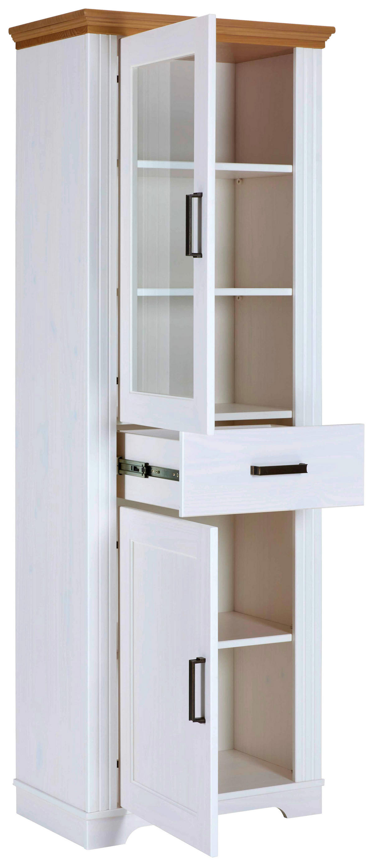 Säulenvitrine Maluno weiß lackiert Holz B/H/L: ca. 41x193,1x68 cm Maluno - weiß (68,00/41,00/193,10cm) - Inter Link
