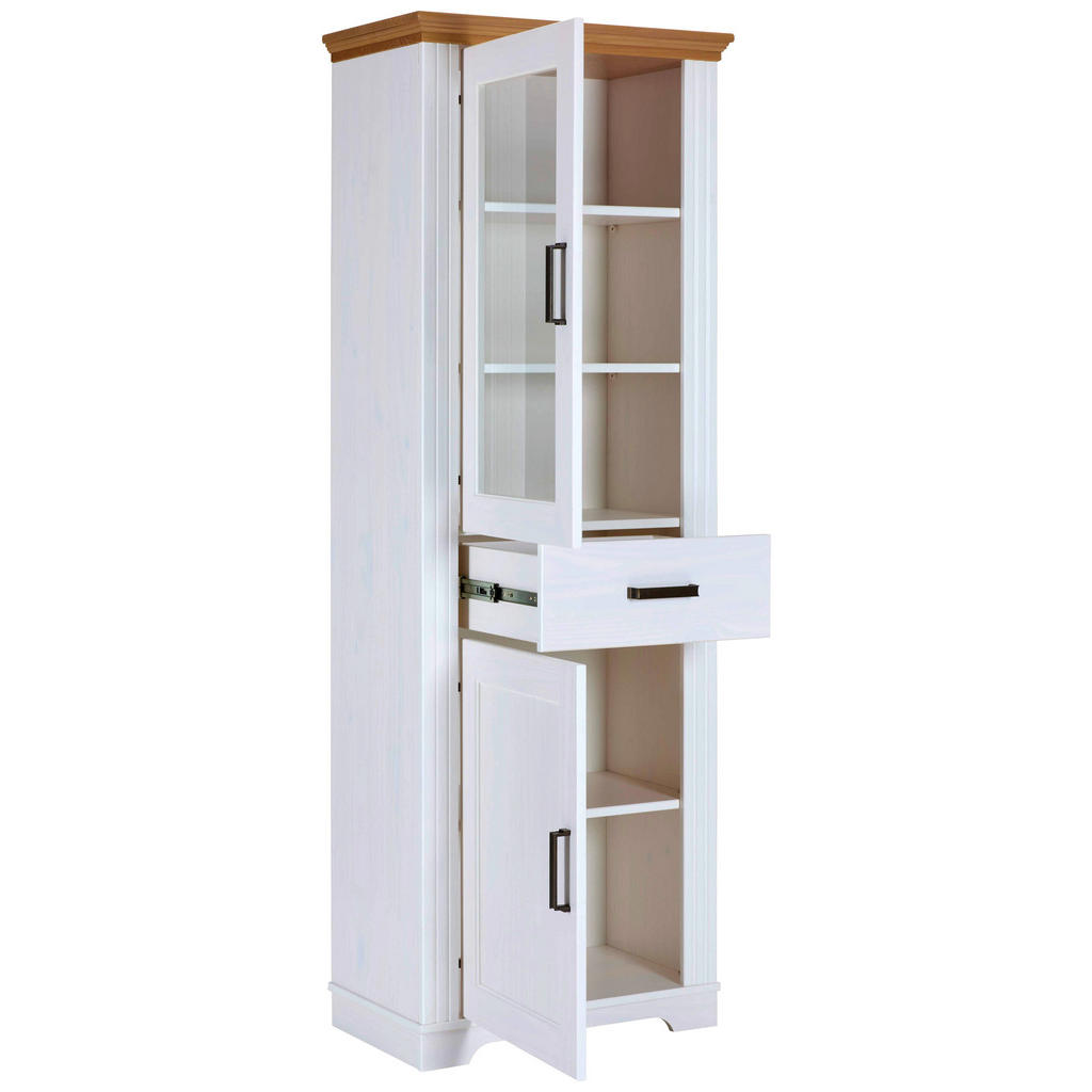 Thumbnail - Säulenvitrine Maluno weiß lackiert Holz B/H/L: ca. 41x193,1x68 cm