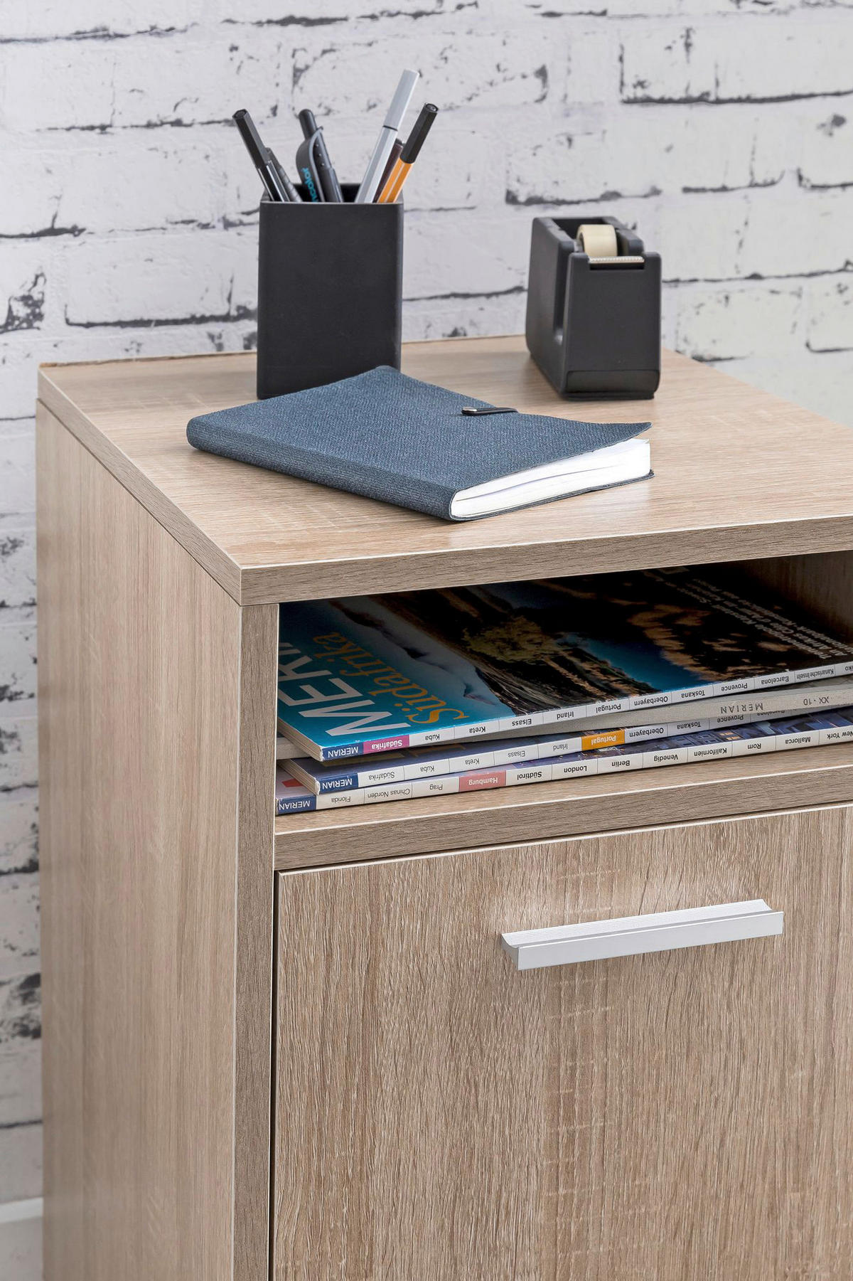 Rollcontainer braun Spanplatte B/H/T: ca. 33x60x38 cm Rollcontainer - braun (33,00/60,00/38,00cm) - Wohnling