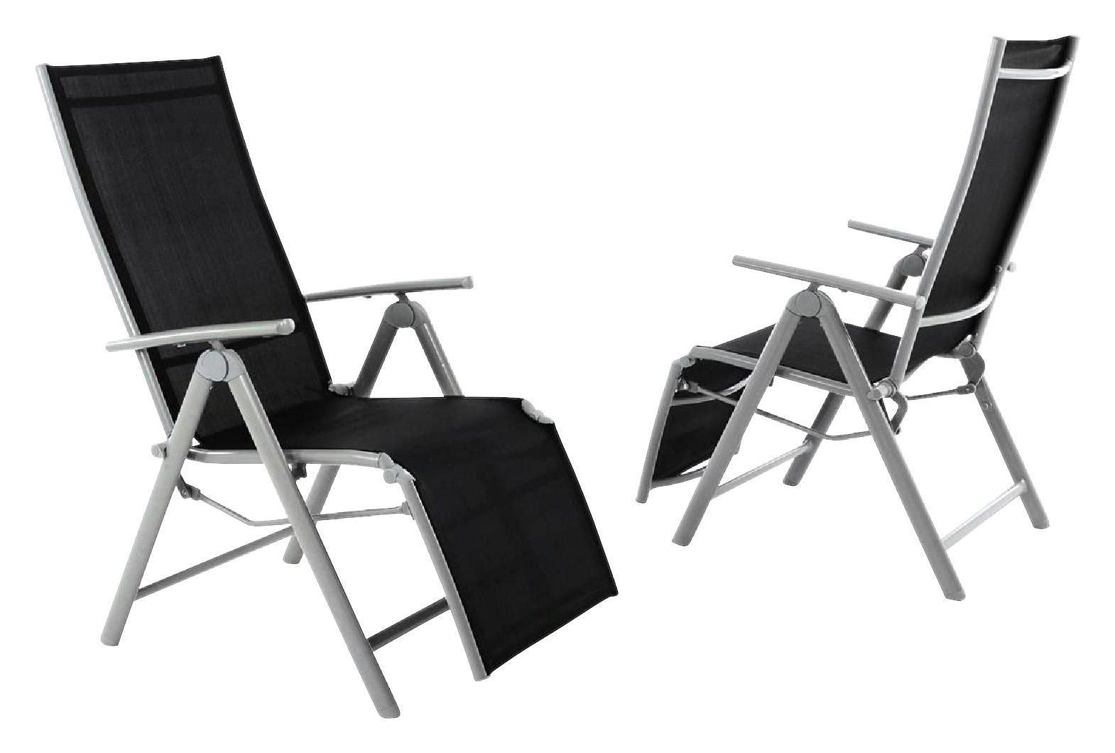 VCM Sonnenliege-Set schwarz Textilene B/H/T: ca. 59x113x74 cm Sonnenliegeset - hellgrau/schwarz (59,00/113,00/74,00cm) - VCM