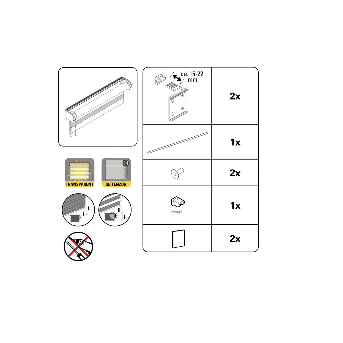Doppelrollo Easyfix anthrazit B/L: ca. 60x150 cm Easyfix - anthrazit (60,00/150,00cm)