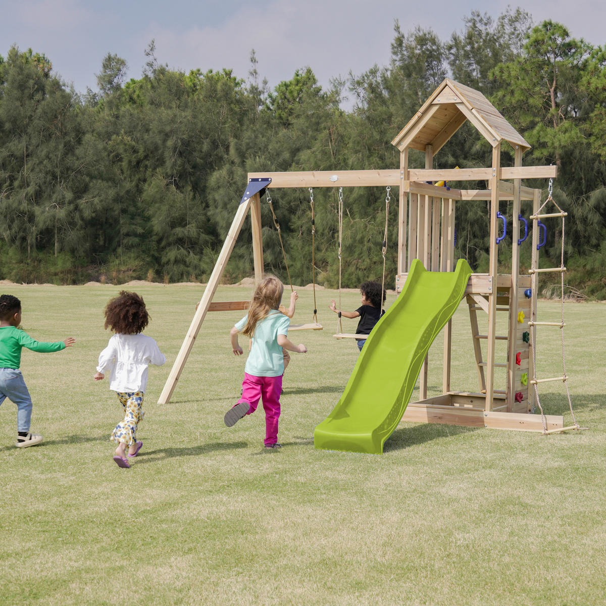 AXI Spielturm Moos grün B/H/L: ca. 342x267x375 cm Moos - braun/grün (375,00/342,00/267,00cm) - AXI