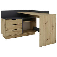 Winkelschreibtisch BELFAST anthrazit Eiche Nachbildung B/H/T: ca. 129x83,5x105 cm BELFAST - Eiche/anthrazit (129,00/83,50/105,00cm) - byLIVING