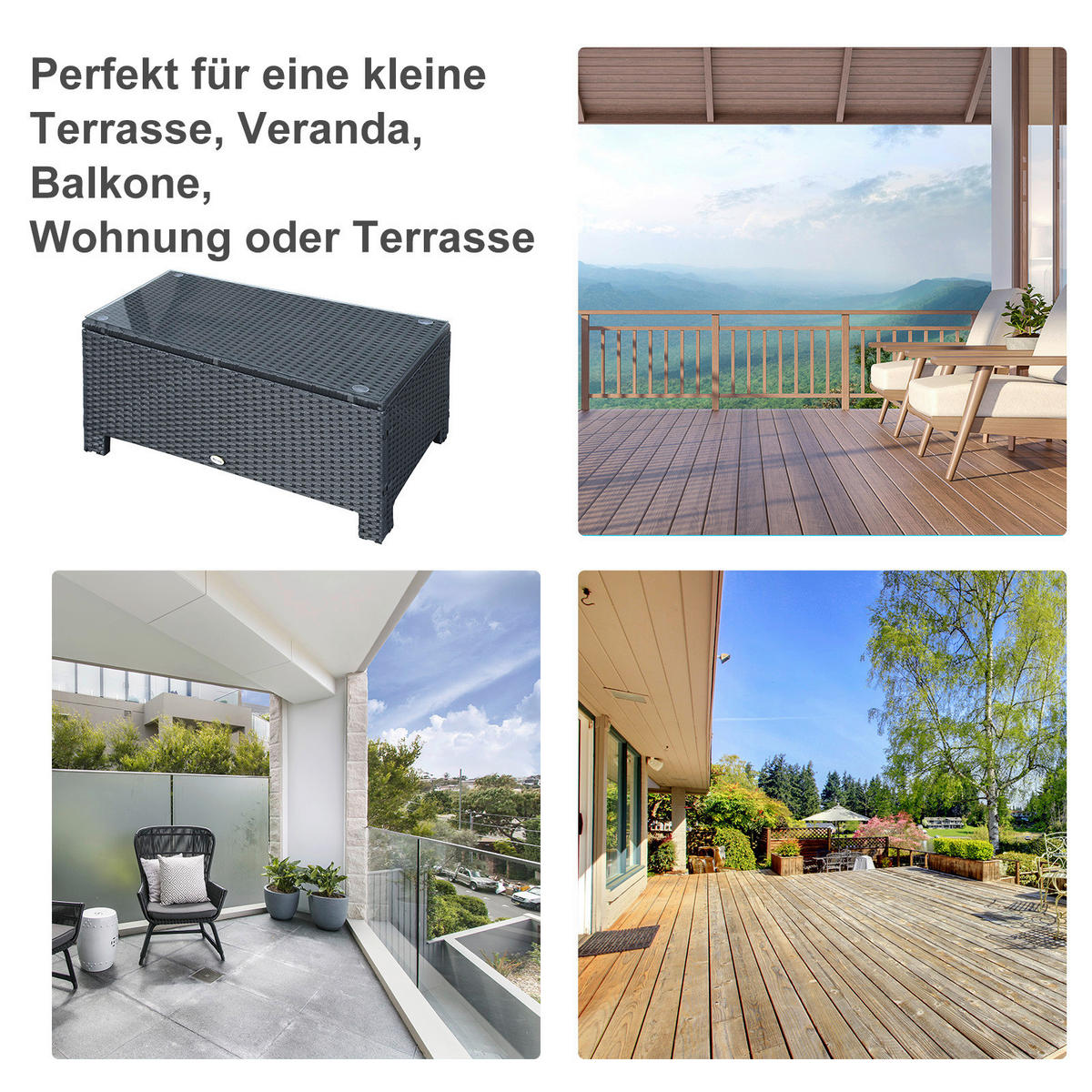 Outsunny Beistelltisch schwarz Glas B/H/L: ca. 50x85x39 cm Beistelltisch - schwarz (39,00/50,00/85,00cm) - Outsunny