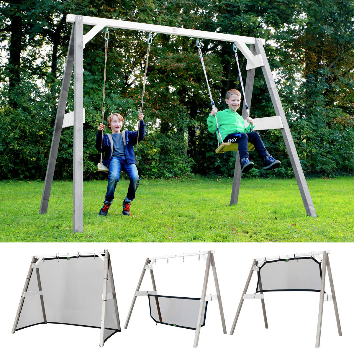 AXI Schaukel 4in1 SportsFun grau B/H/L: ca. 254x207x160 cm SportsFun - weiß/grau (160,00/254,00/207,00cm) - AXI