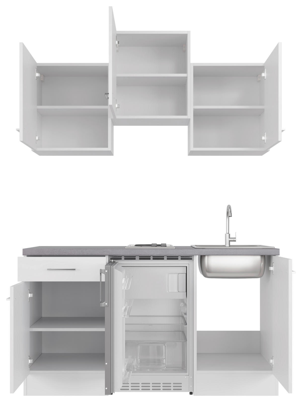 Küchenblock Vita weiß B/H/T: ca. 151x226x60 cm Vita - Beton/weiß (151,00/226,00/60,00cm) - Flex-Well