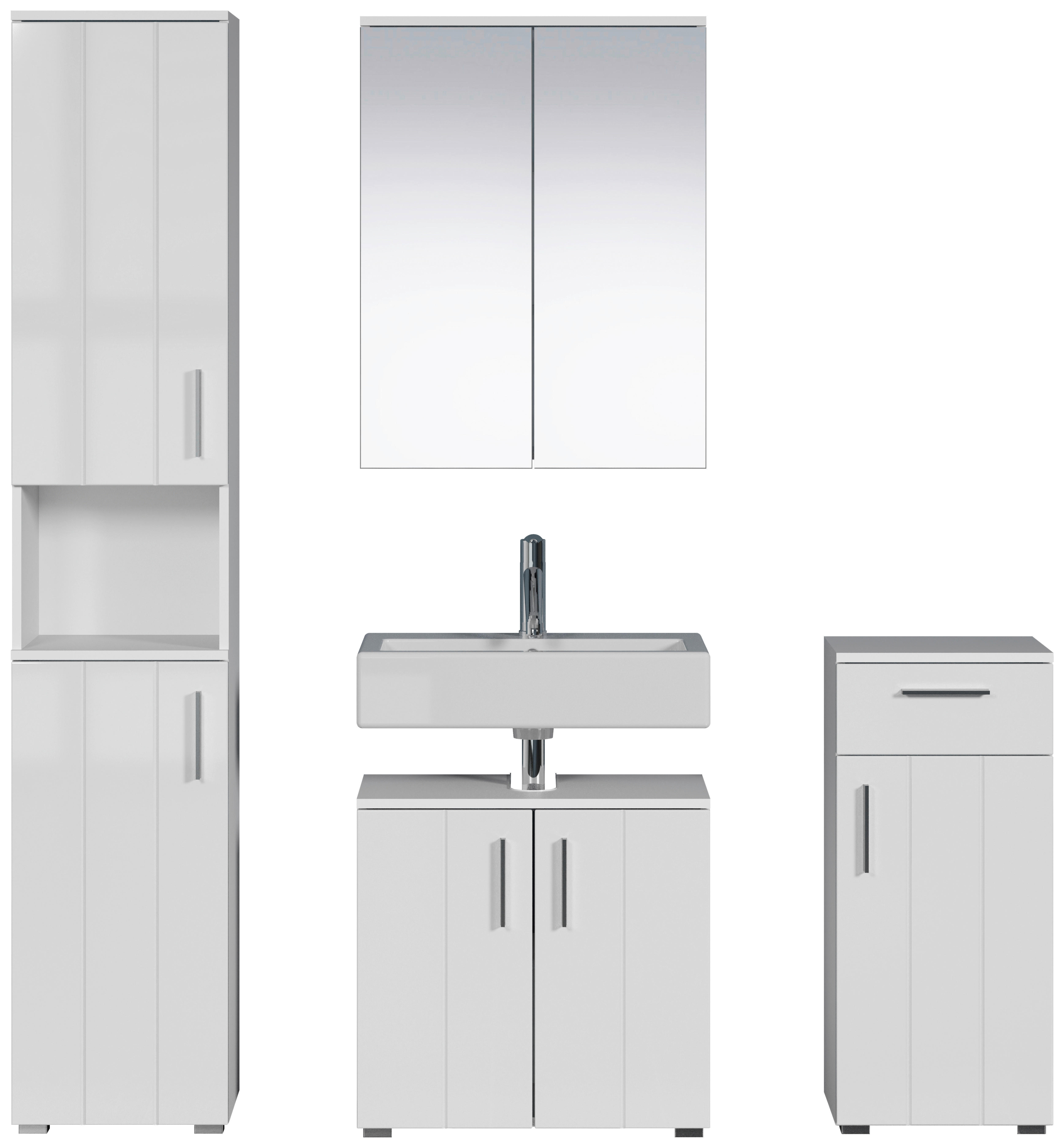 Badezimmer-Set Wons weiß Hochglanz weiß matt B/H/T: ca. 164x192x32 cm Wons - weiß (164,00/192,00/32,00cm) - Trendteam