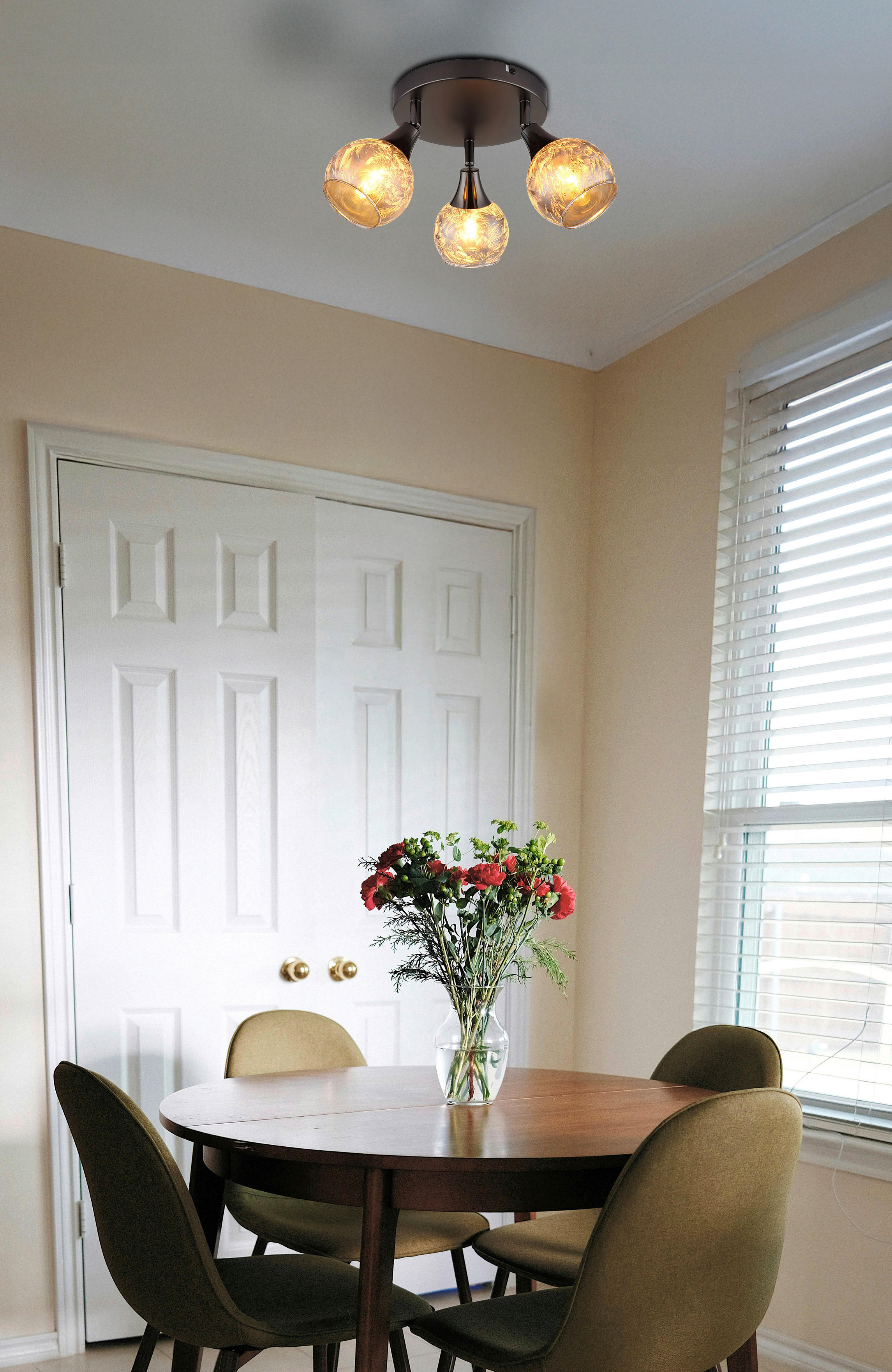 GLOBO Strahler schwarz Chrom Glas Metall B/H/L: ca. 14x22,5x23 cm E14 3 Brennstellen Strahler-Frosta - schwarz/Chrom (23,00/14,00/22,50cm) - GLOBO