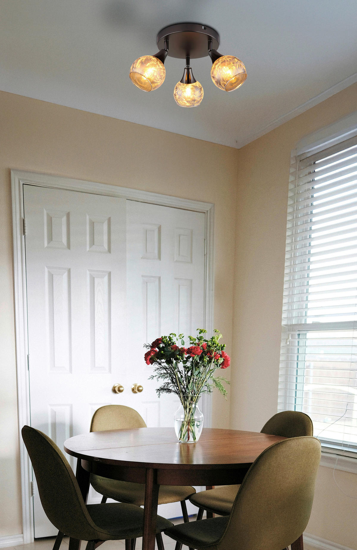 GLOBO Strahler schwarz Chrom Glas Metall B/H/L: ca. 14x22,5x23 cm E14 3 Brennstellen Strahler-Frosta - schwarz/Chrom (23,00/14,00/22,50cm) - GLOBO