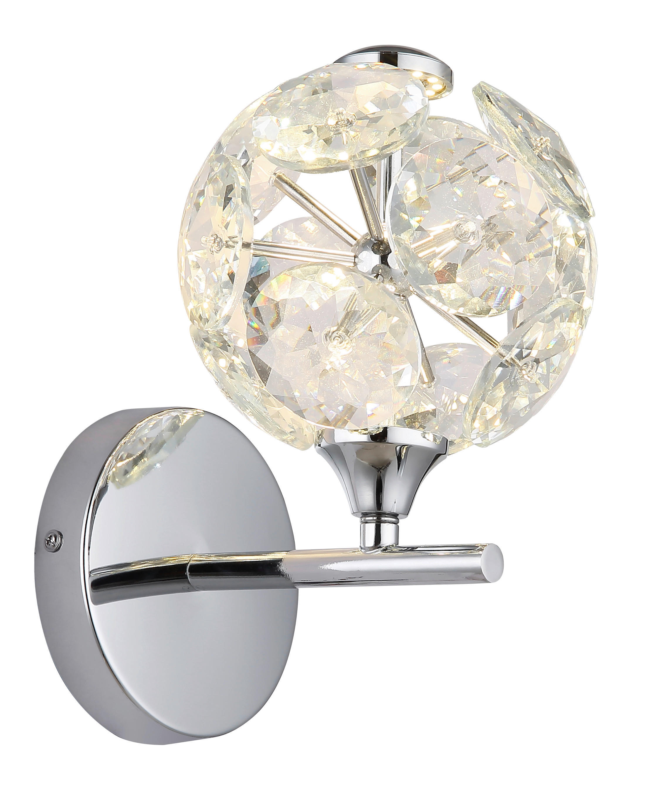 Thumbnail - GLOBO Wandleuchte Chrom klar Metall Glas H: ca. 24 cm 1 Brennstellen