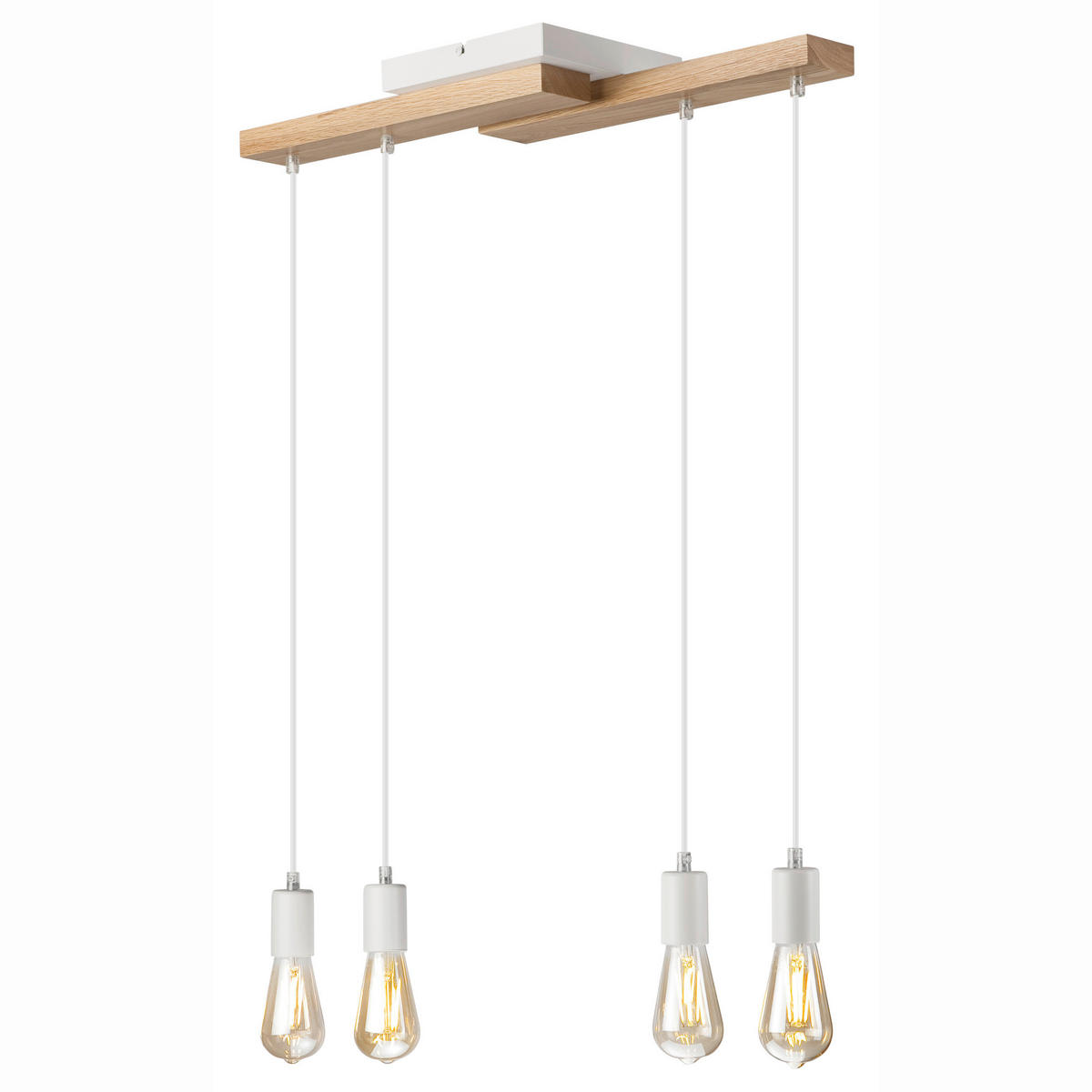 Lamkur Pendelleuchte weiß Holz B/H/L: ca. 20x86x64 cm E27 4 Brennstellen CORTINA - weiß (64,00/20,00/86,00cm) - Lamkur