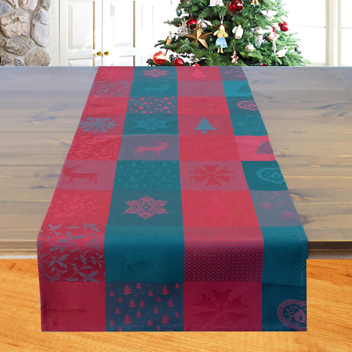 Tischläufer Tischläufer_Jacquard Weihnachten - rot/grün (40,00/140,00cm)