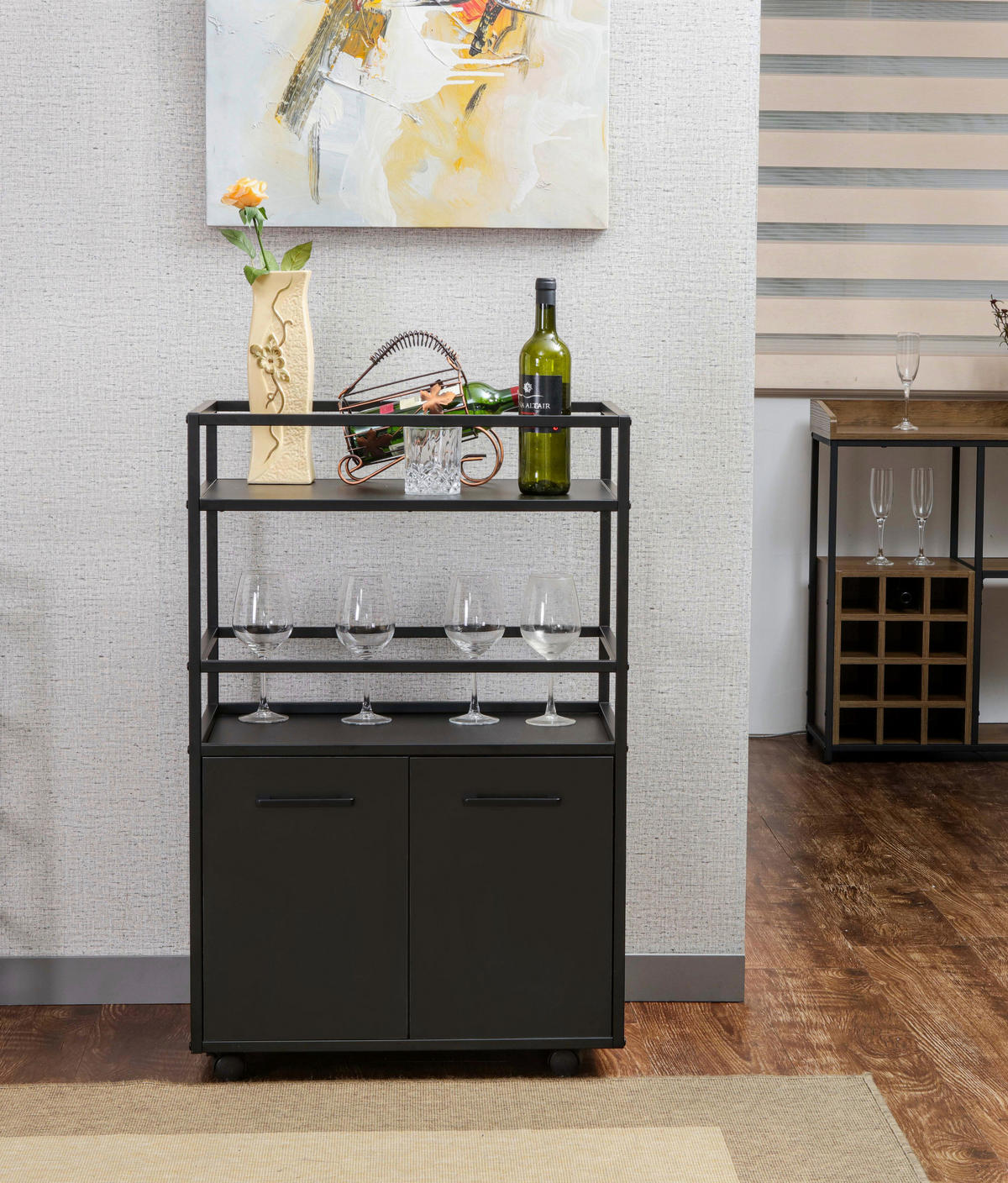 Barwagen Mosaik schwarz Metall B/H/T: ca. 60x94x40 cm Mosaik - schwarz (60,00/94,00/40,00cm)