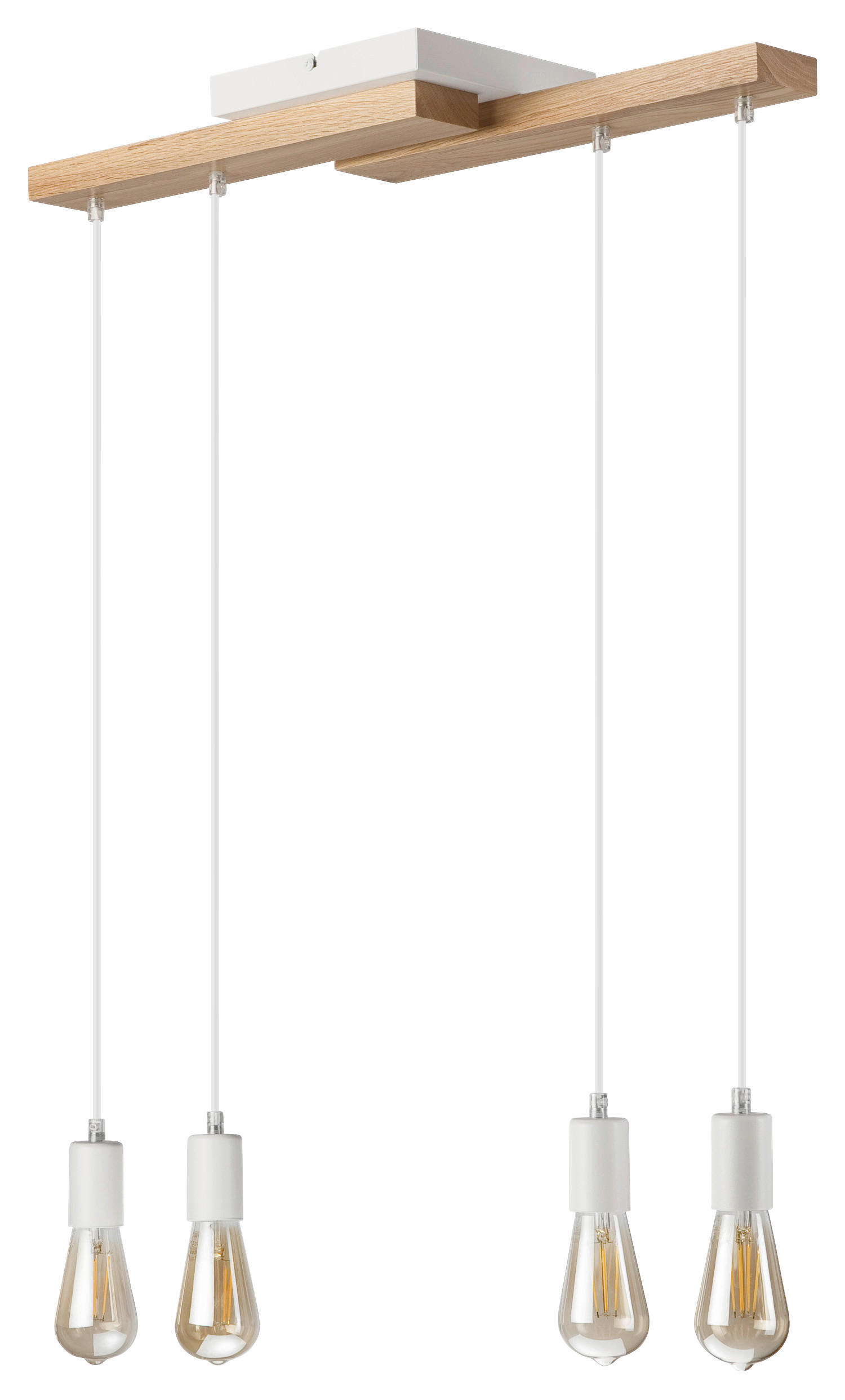 Lamkur Pendelleuchte weiß Holz B/H/L: ca. 20x86x64 cm E27 4 Brennstellen CORTINA - weiß (64,00/20,00/86,00cm) - Lamkur