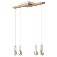 Lamkur Pendelleuchte weiß Holz B/H/L: ca. 20x86x64 cm E27 4 Brennstellen CORTINA - weiß (64,00/20,00/86,00cm) - Lamkur