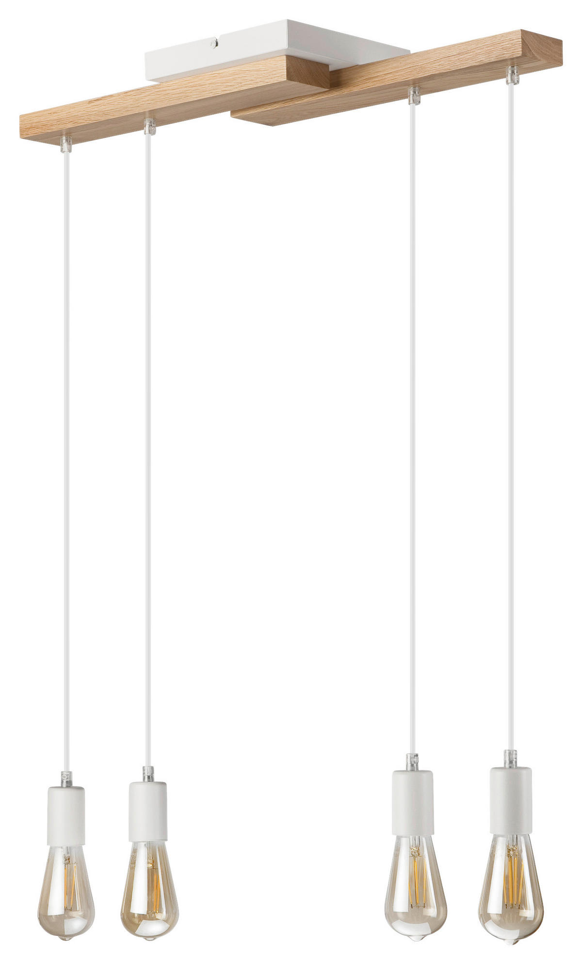 Lamkur Pendelleuchte weiß Holz B/H/L: ca. 20x86x64 cm E27 4 Brennstellen CORTINA - weiß (64,00/20,00/86,00cm) - Lamkur