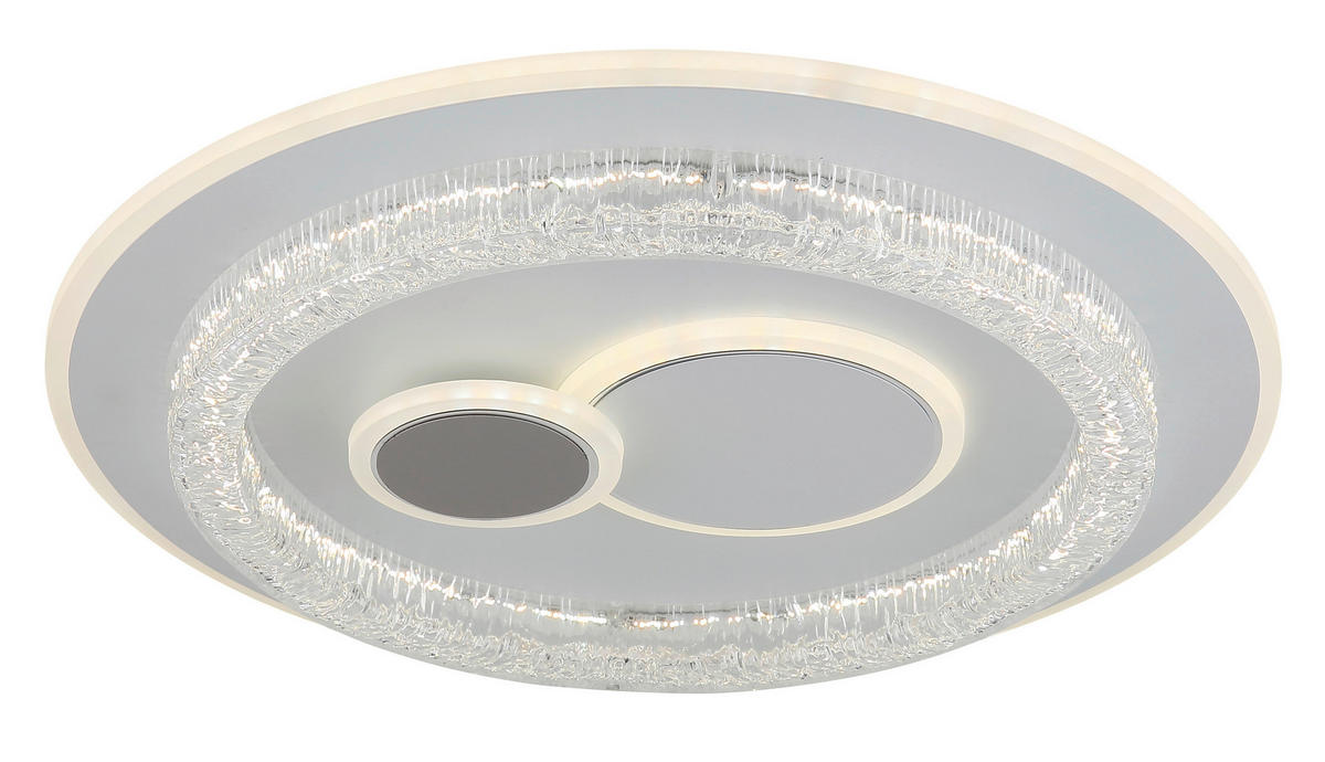 GLOBO LED-Deckenleuchte Opal weiß klar Acryl Metall H/D: ca. 6x49,5 cm 1 Brennstellen KRISWALL - klar/weiß (49,50/6,00cm) - GLOBO