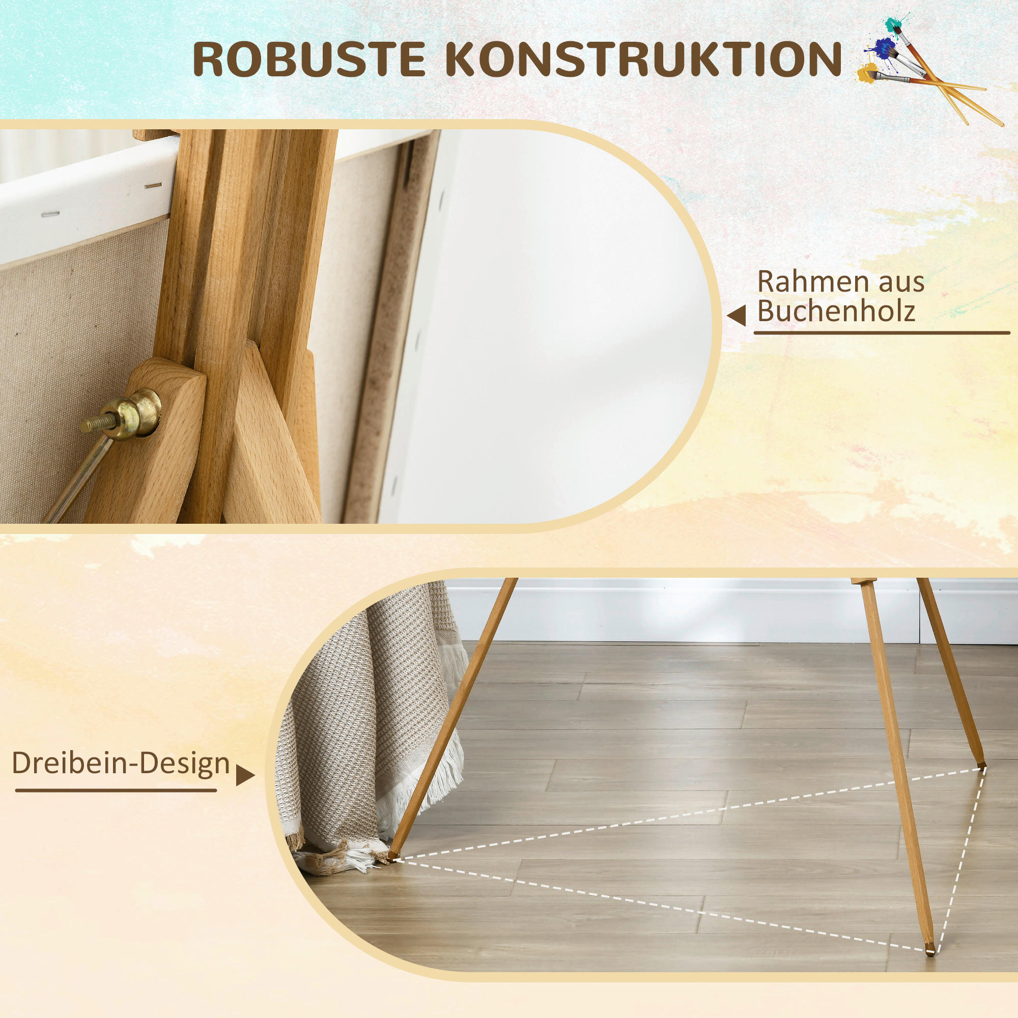 Vinsetto Staffelei natur Buche B/H/L: ca. 84x93x183 cm Staffelei - natur (183,00/84,00/93,00cm) - Vinsetto