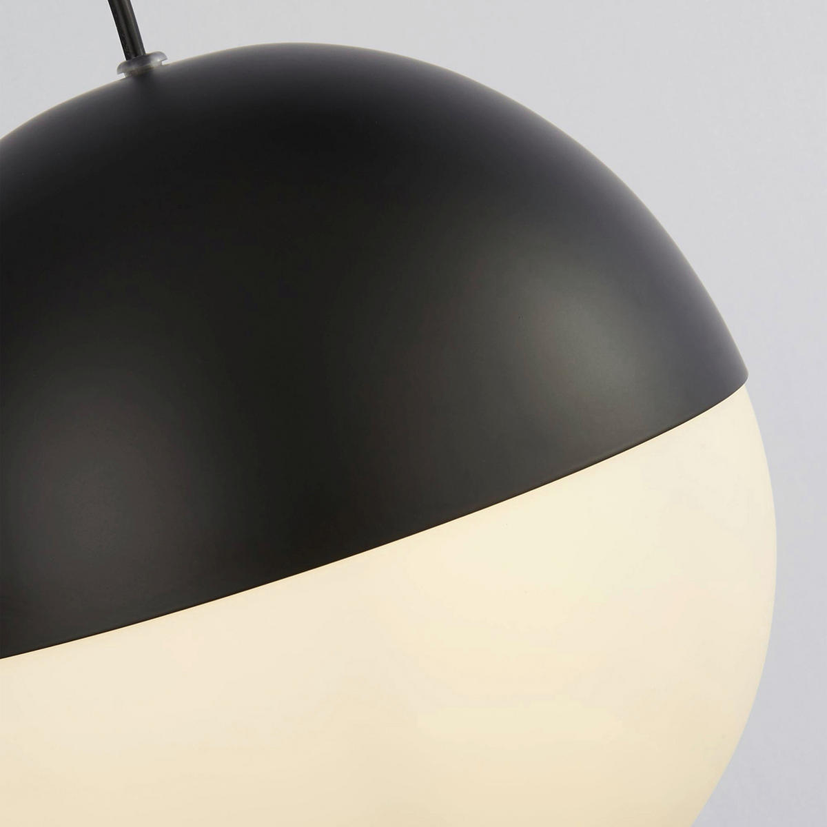 Searchlight Pendelleuchte Opal schwarz Stahl Glas B/H/L/D: ca. 25x150x25x25 cm E27 1 Brennstellen Endor - schwarz/Opal (25,00/25,00/150,00cm) - Searchlight