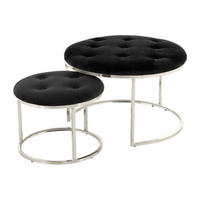 360 Living Hocker Becky 800 2er schwarz silber Samt Metall H/D: ca. 41x60 cm Becky 800 2er - schwarz/silber (60,00/41,00cm) - 360 Living